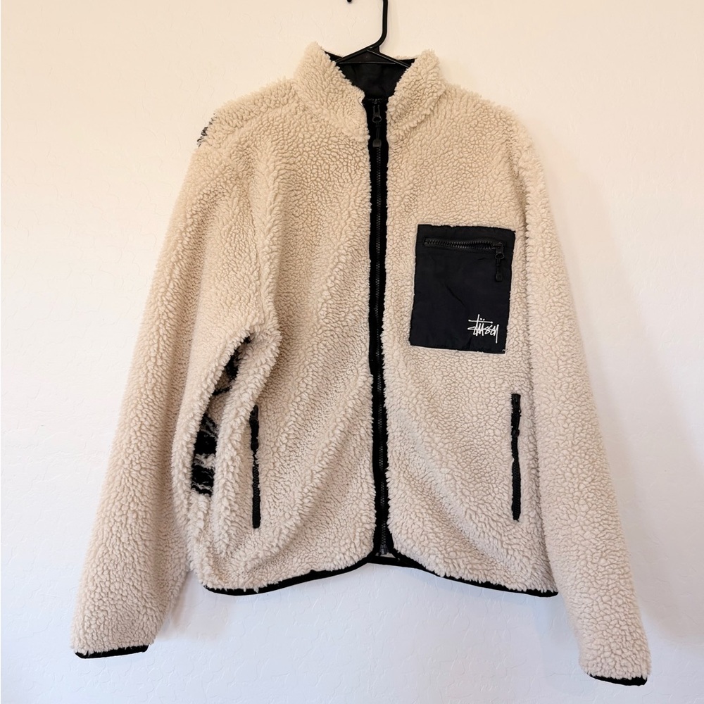 STUSSY VENUS JACQUARD SHERPA JACKET SIZE L